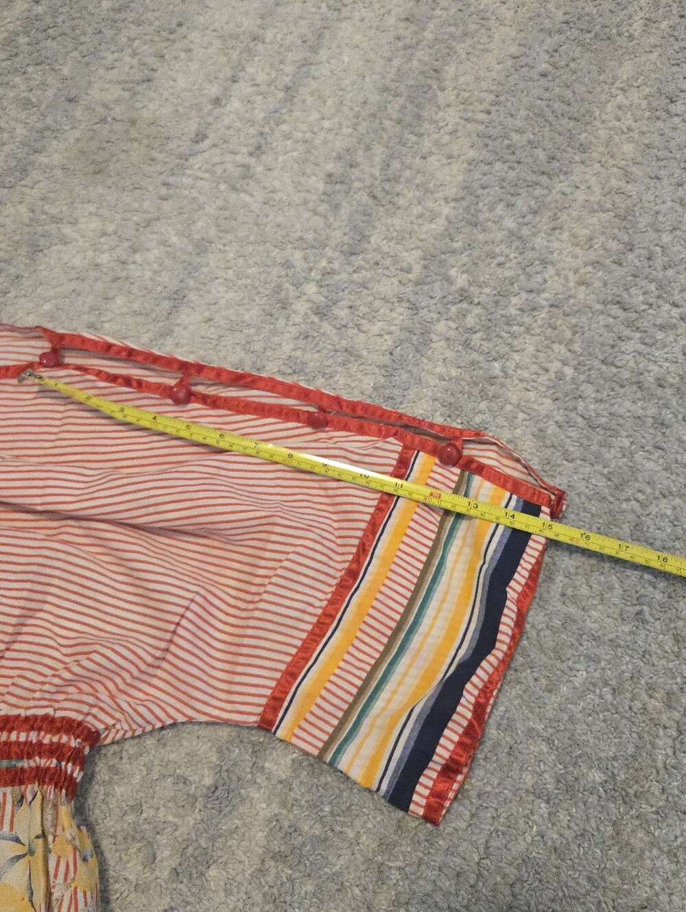 Vintage 70s/80s First Glance Striped & Floral Mixed Pattern Smocked Blouse - M - Picture 6 of 7